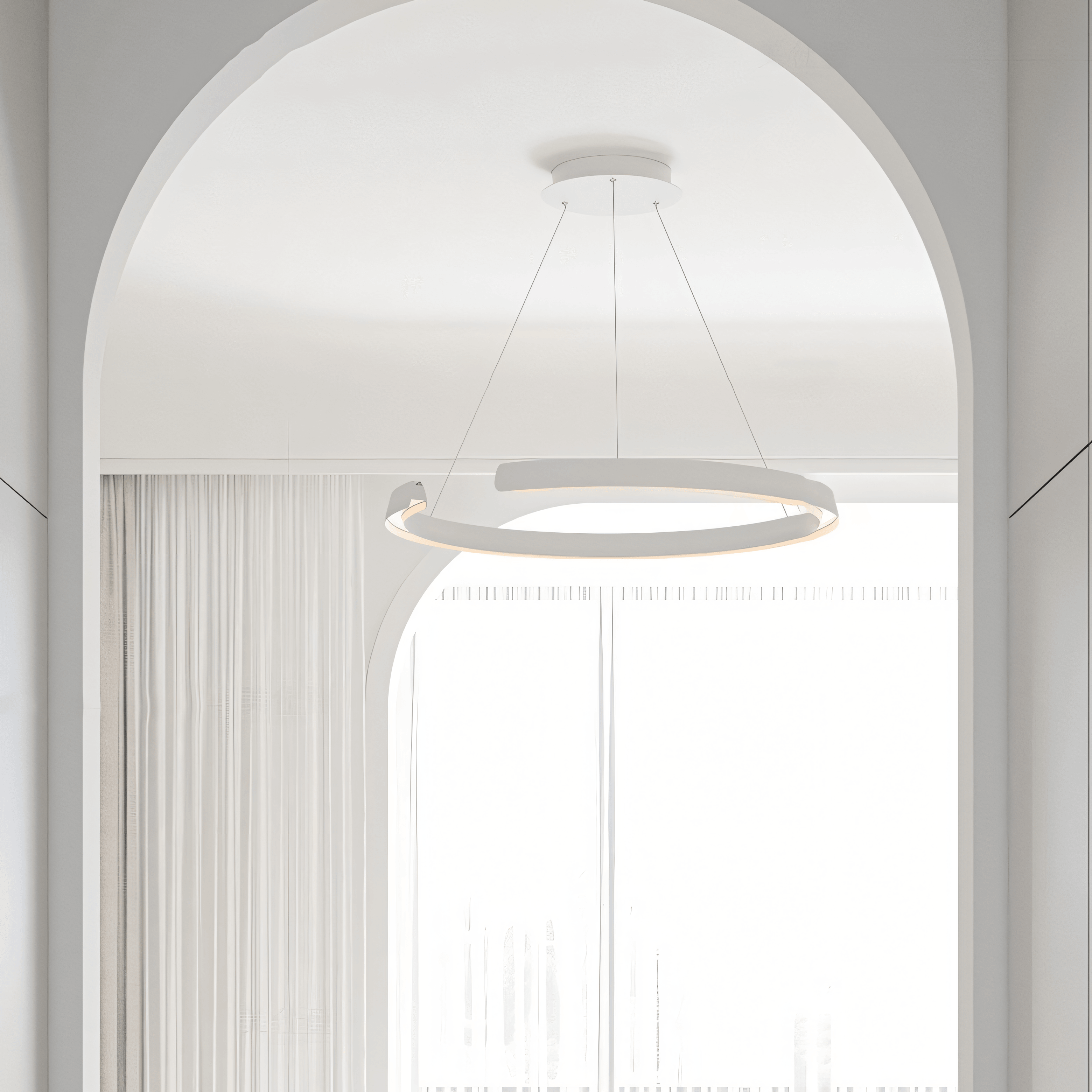 Marvella Ring Chandelier In Geometric Design, Black Or White, 60-100 cm