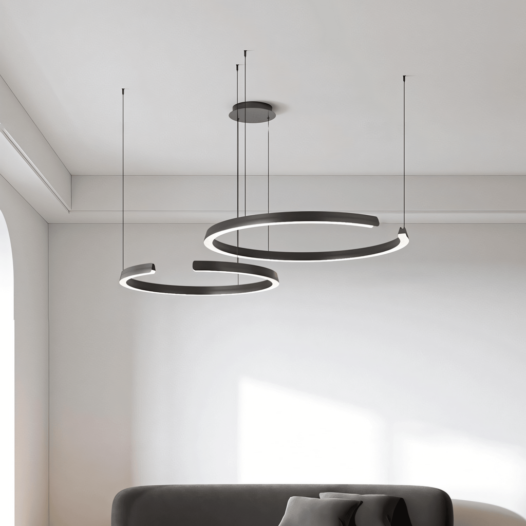Marvella Ring Chandelier In Geometric Design, Black Or White, 60-100 cm