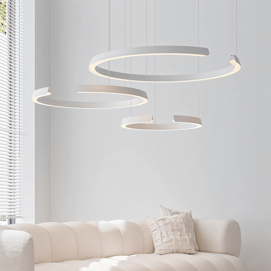 Marvella Ring Chandelier In Geometric Design, Black Or White, 60-100 cm