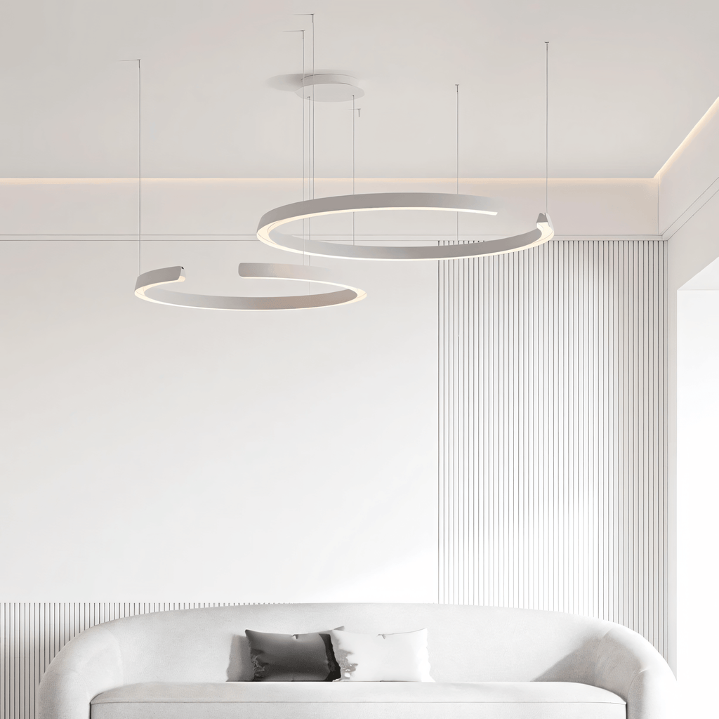 Marvella Ring Chandelier In Geometric Design, Black Or White, 60-100 cm