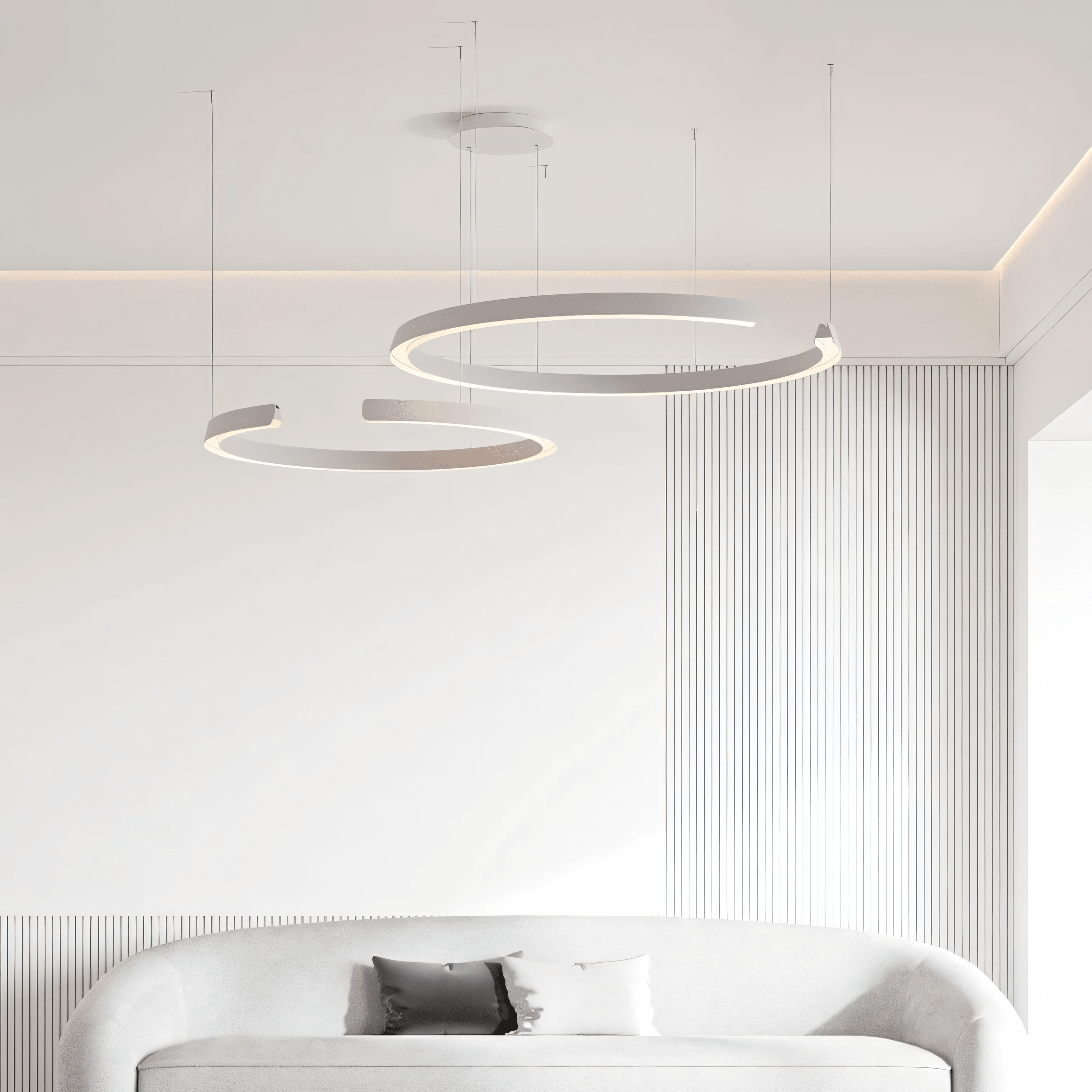Marvella Ring Chandelier In Geometric Design, Black Or White, 60-100 cm