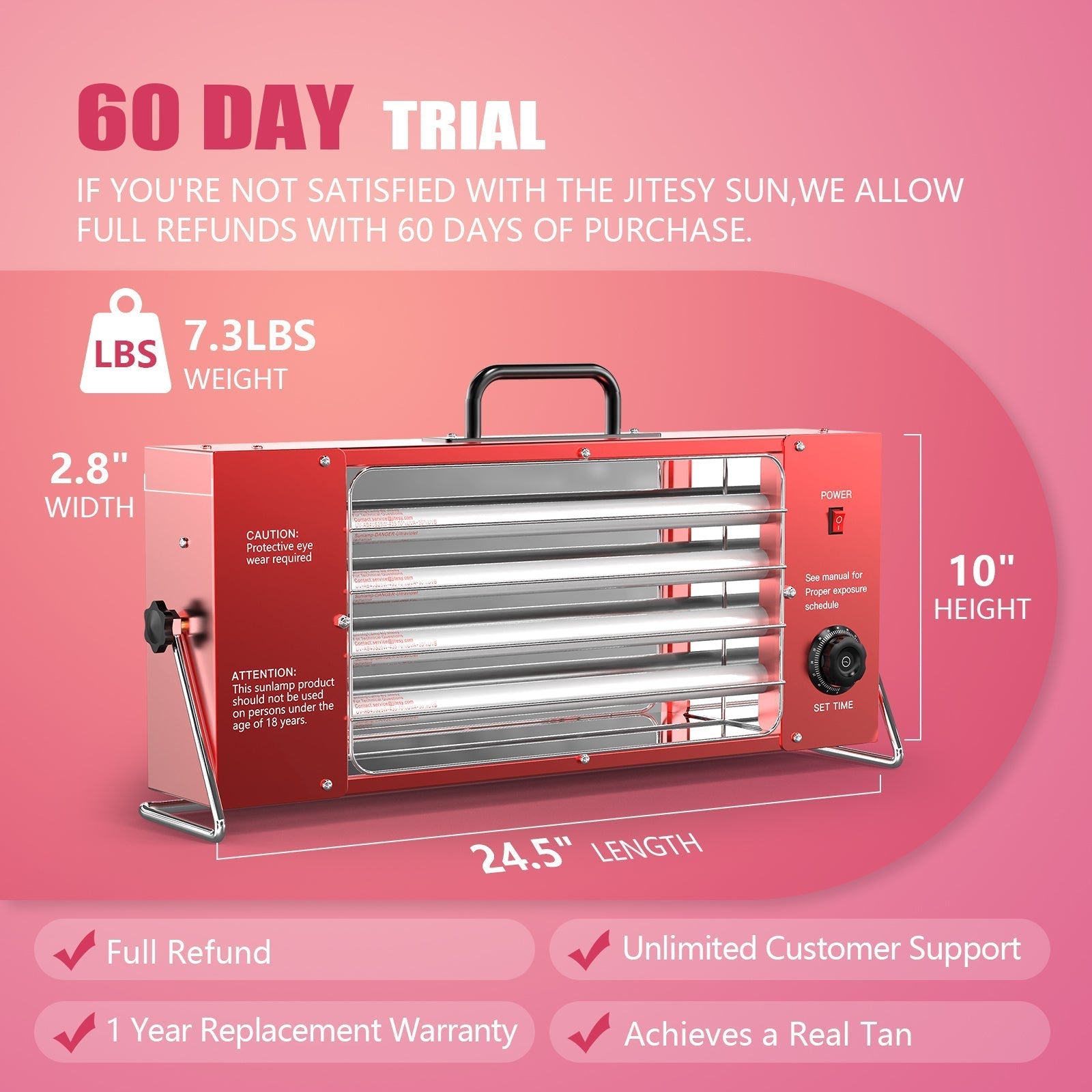 Indoor UV Tanning Light With 180 Degree Adjustable Angles For Face And Body