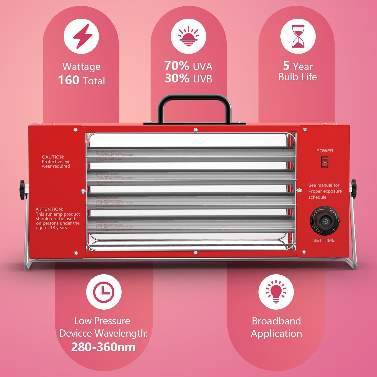 Indoor UV Tanning Light With 180 Degree Adjustable Angles For Face And Body
