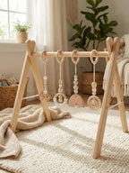 Lekesett til babygym i tre, fire heklede hengende leker