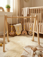 Lekesett til babygym i tre, fire heklede hengende leker