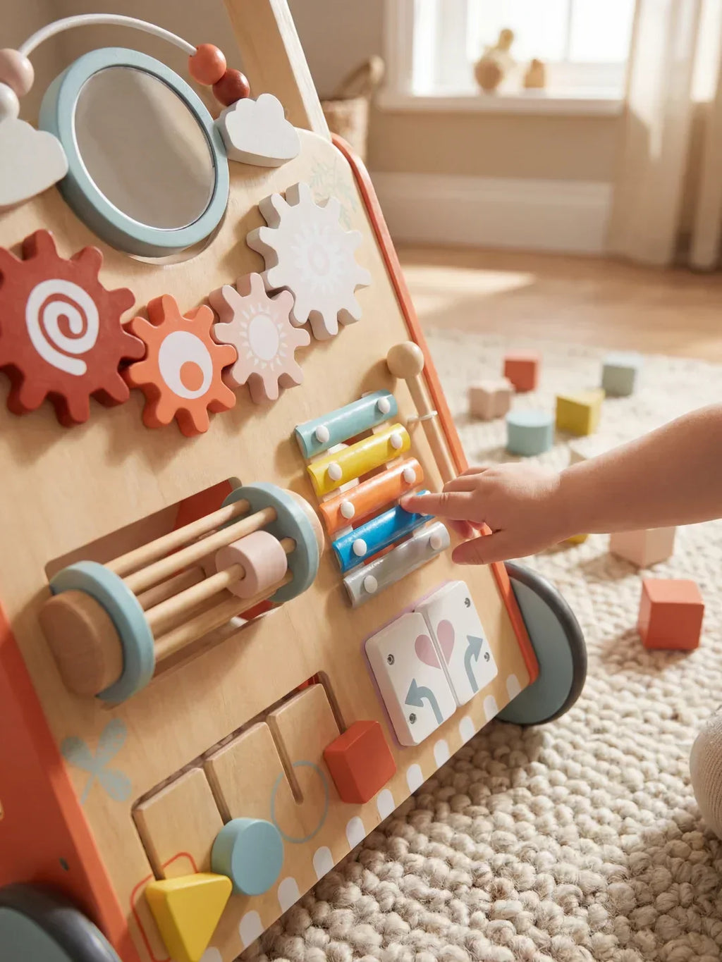 Trotteur pousseur multi-activités en bois pour bébé | Fioriscas
