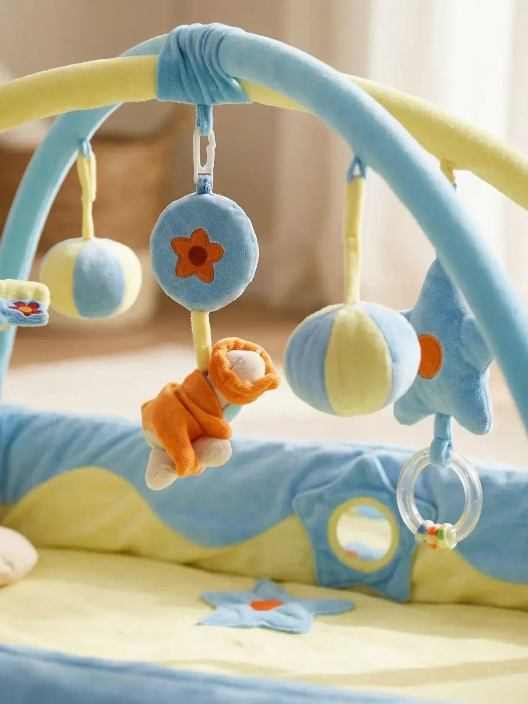 Rechteckiger 2-in-1-Sinnesbogen und Spielmatte – Babys erster Aktivitätsbereich | Fioriscas