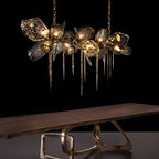 Lampadario Aurelia in vetro color cognac con globi soffiati a mano