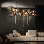 Lampadario Aurelia in vetro color cognac con globi soffiati a mano