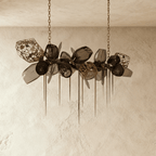 Lampadario Aurelia in vetro color cognac con globi soffiati a mano