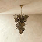 Lampadario Aurelia in vetro color cognac con globi soffiati a mano