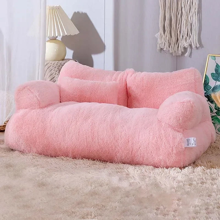 Plush Pet Bed With a Raised Rim, Cozy Faux Fur Nest for Dogs and Cats