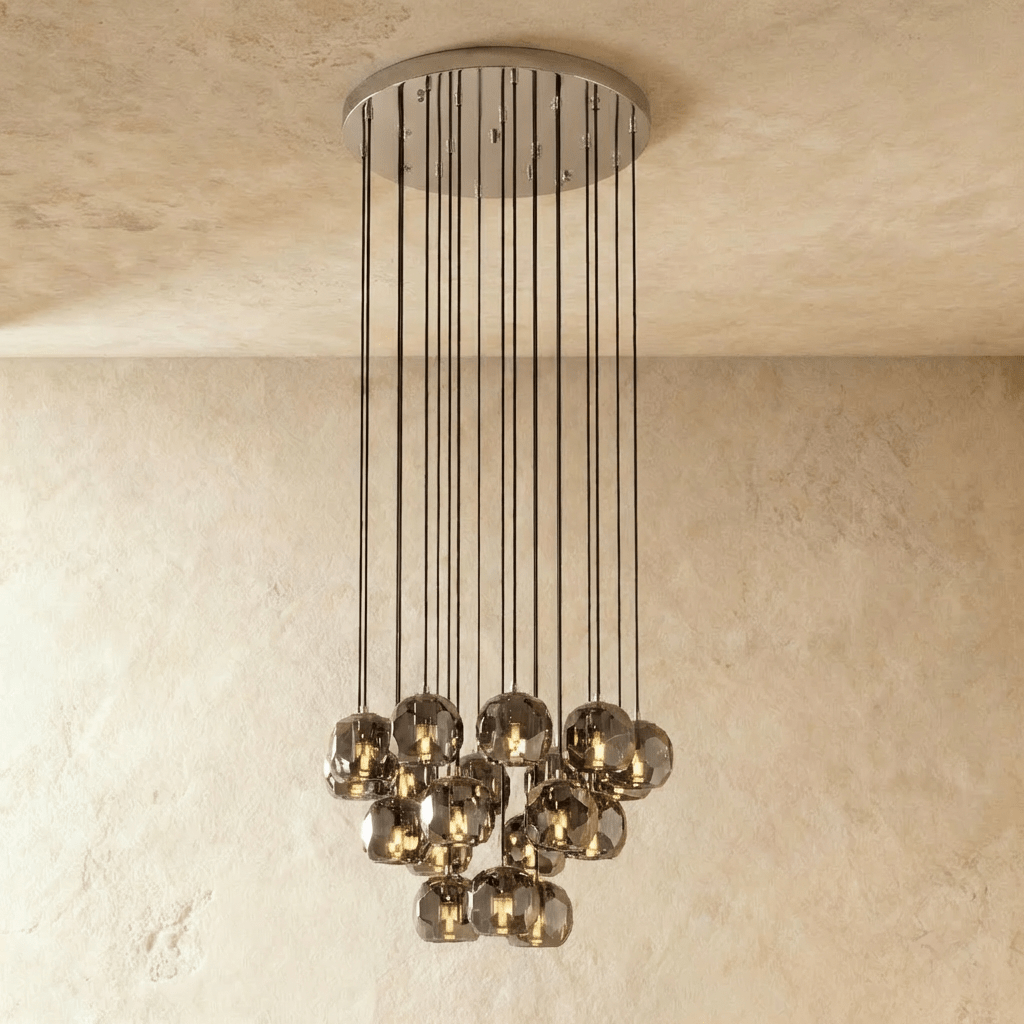 Aurora Cascade Kristallen Bol Kroonluchter Met Facetgeslepen Glazen Bollen  