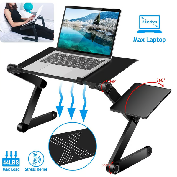 Laptop Stand, Virex 360° Aluminum Riser With Removable Mouse Pad