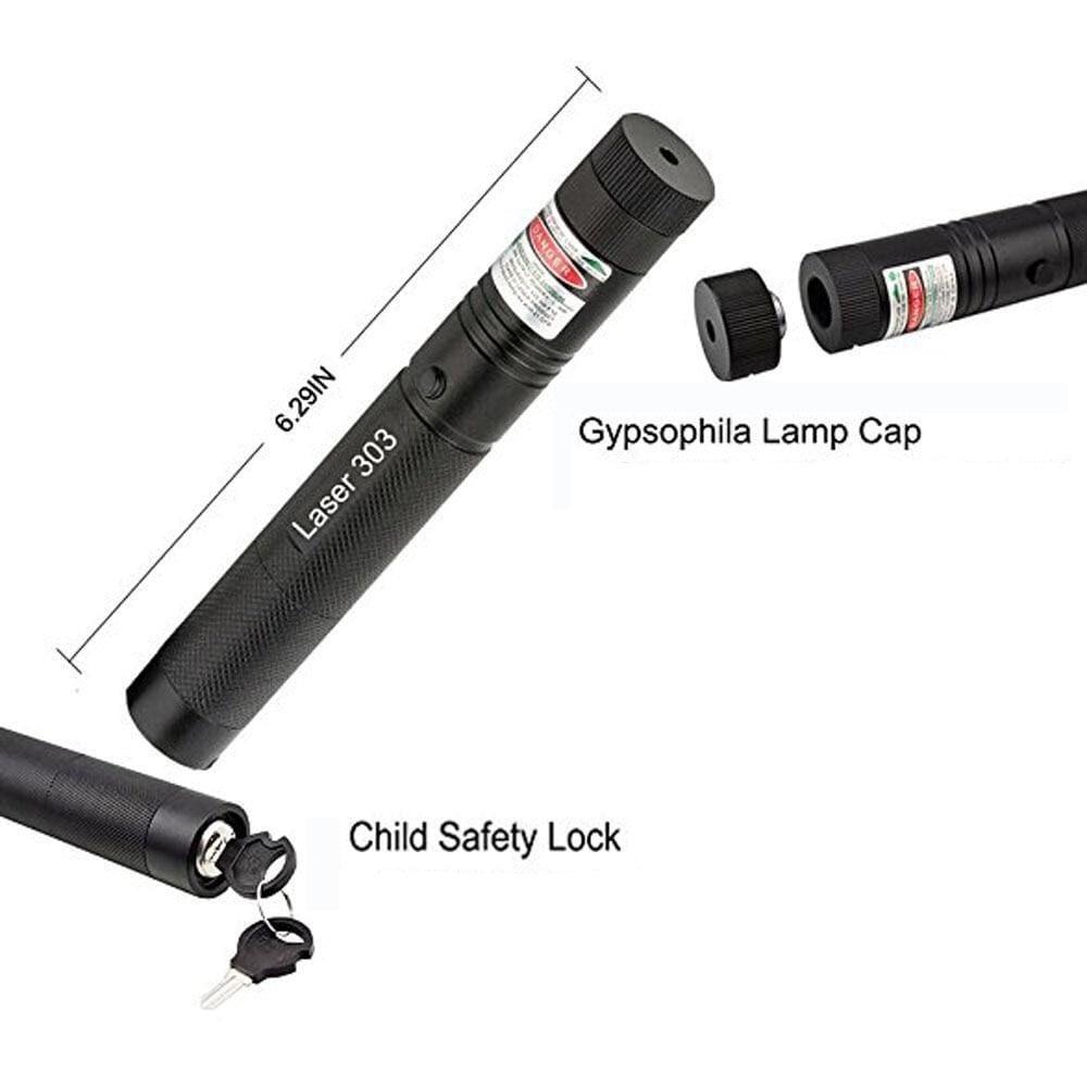 Grøn og rød laserpointer med stråle til præsentationer og stjernekiggeri