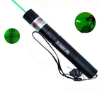 Grøn og rød laserpointer med stråle til præsentationer og stjernekiggeri