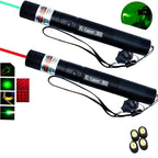 Grøn og rød laserpointer med stråle til præsentationer og stjernekiggeri