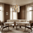 Petalform měděné závěsné svítidlo s keramickým stínidlem pro elegantní místnosti