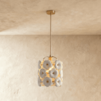 Petalform měděné závěsné svítidlo s keramickým stínidlem pro elegantní místnosti