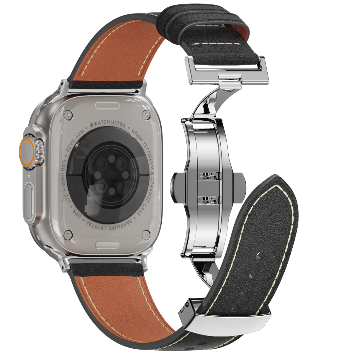 Kožený řemínek Avelon pro Apple Watch, s motýlovou sponou