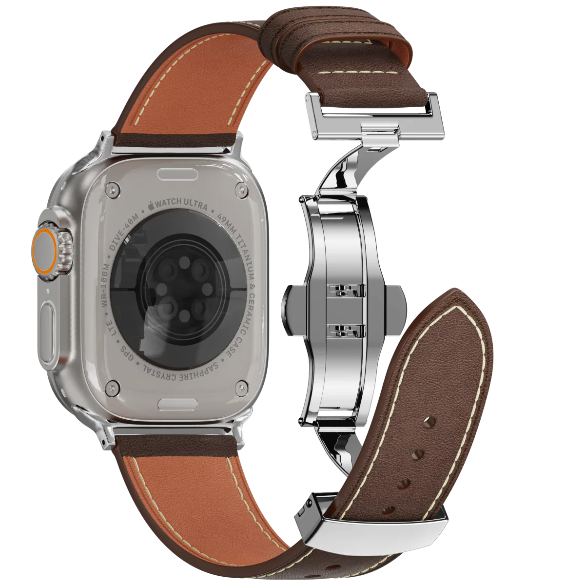 Kožený řemínek Avelon pro Apple Watch, s motýlovou sponou