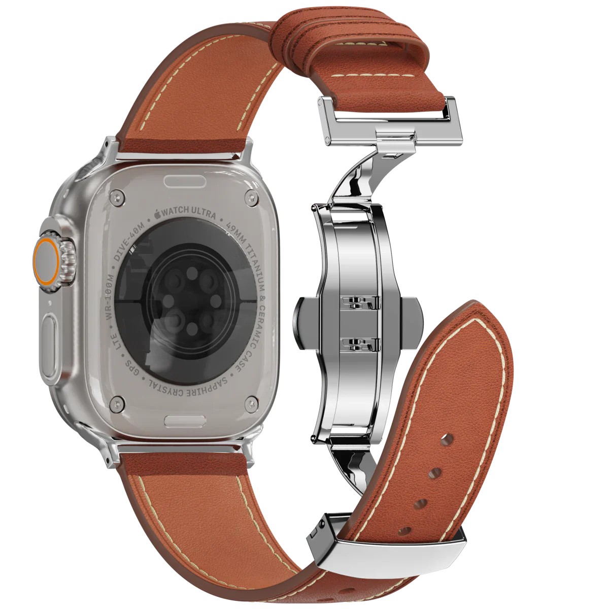Kožený řemínek Avelon pro Apple Watch, s motýlovou sponou