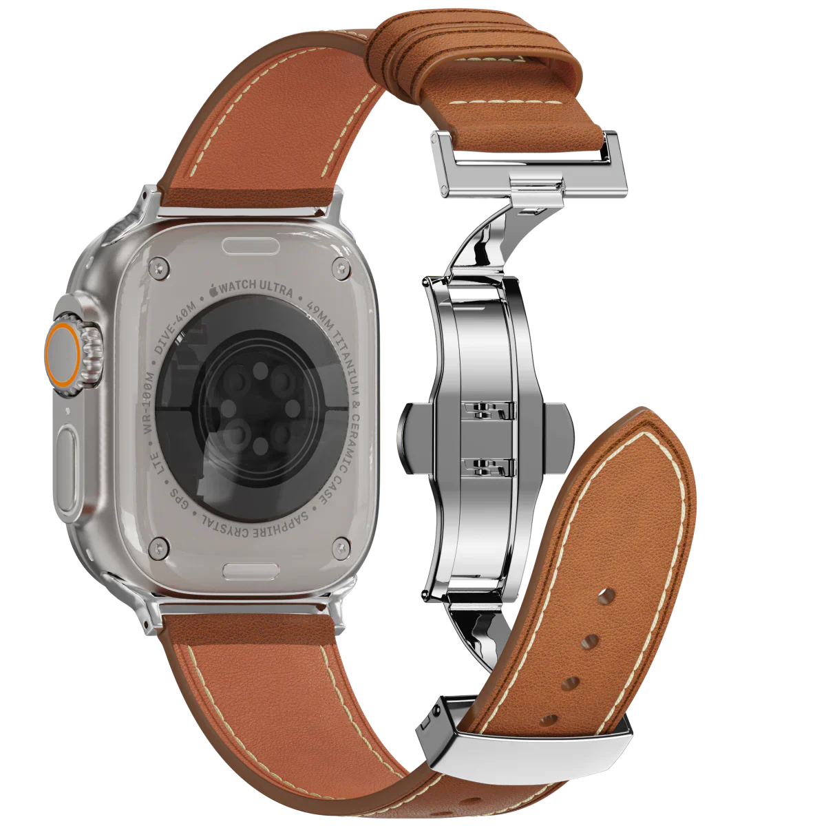 Kožený řemínek Avelon pro Apple Watch, s motýlovou sponou