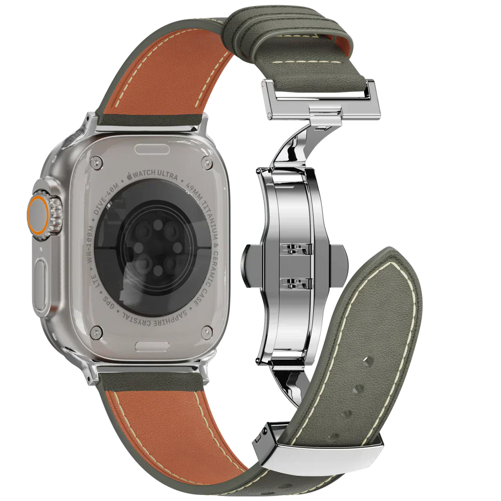 Kožený řemínek Avelon pro Apple Watch, s motýlovou sponou
