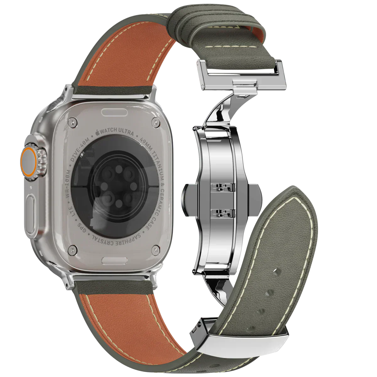 Kožený řemínek Avelon pro Apple Watch, s motýlovou sponou