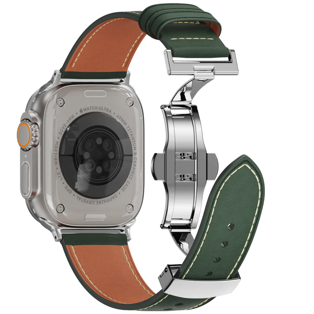 Kožený řemínek Avelon pro Apple Watch, s motýlovou sponou