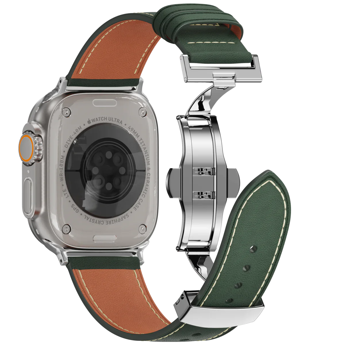 Kožený řemínek Avelon pro Apple Watch, s motýlovou sponou