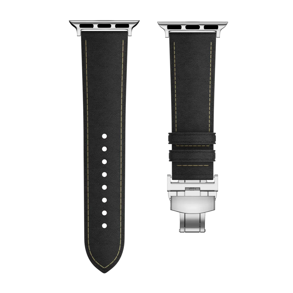 Kožený řemínek Avelon pro Apple Watch, s motýlovou sponou