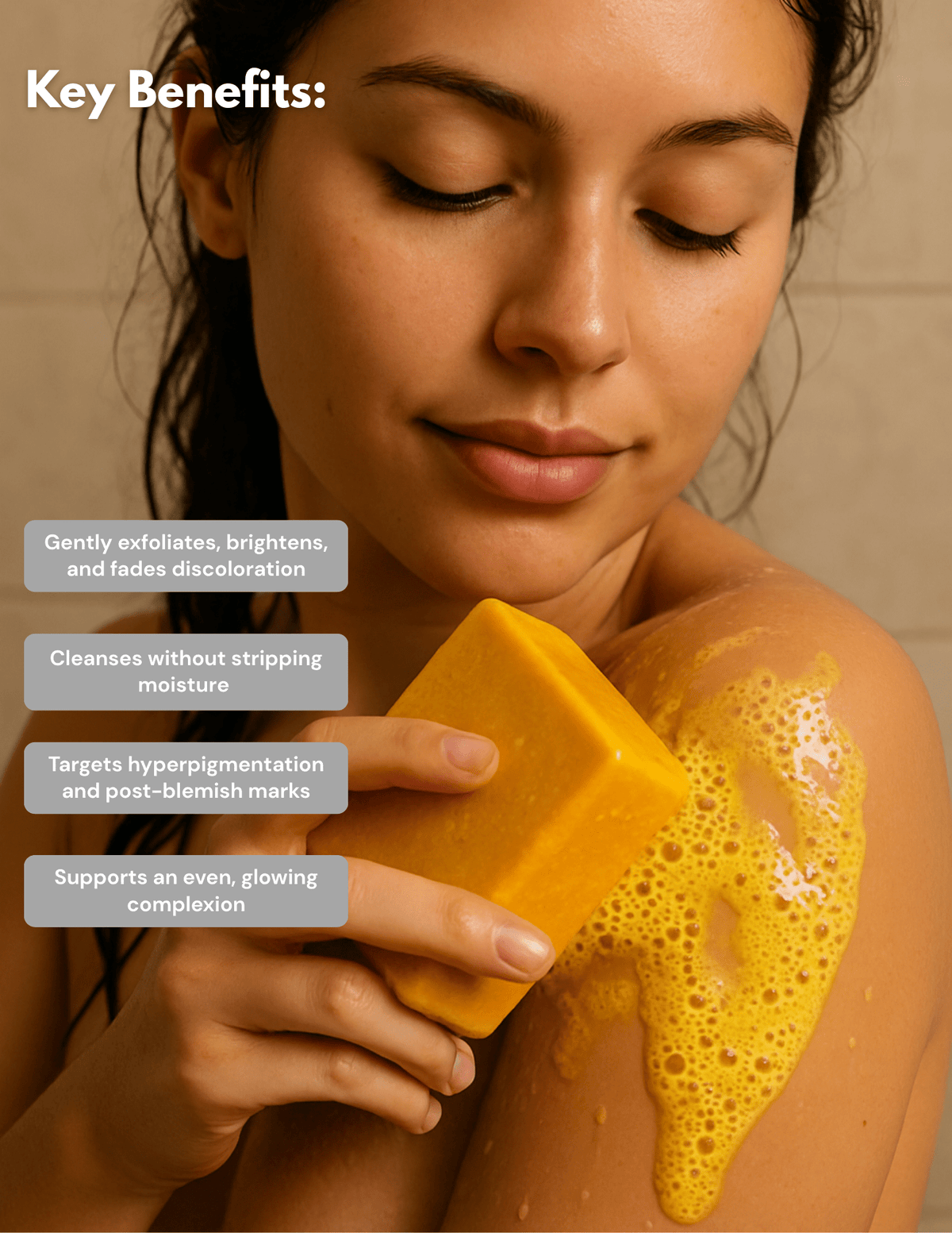 Turmeric & Kojic Acid Cleansing Bar for Face & Body | Fioriscas