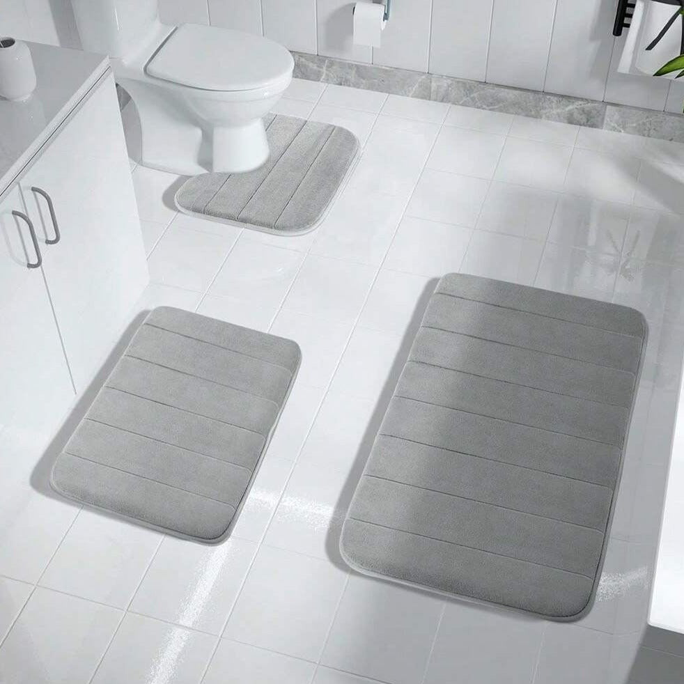 3-Piece Non-Slip Bath Set, Memory Foam Mats with Grip Backing