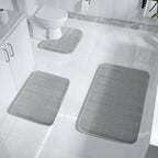 3-Piece Non-Slip Bath Set, Memory Foam Mats with Grip Backing