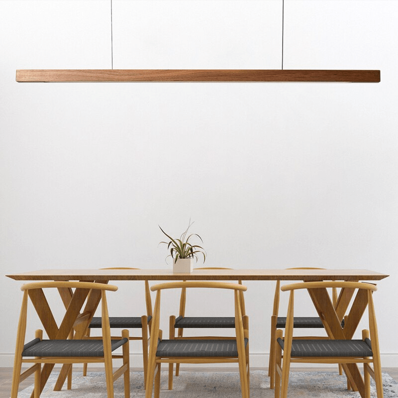 SolaraWood Holz-Pendelleuchte, verstellbare Länge, Kiefer oder Walnuss, integrierte LED