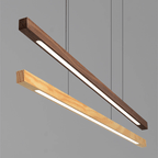 SolaraWood Holz-Pendelleuchte, verstellbare Länge, Kiefer oder Walnuss, integrierte LED