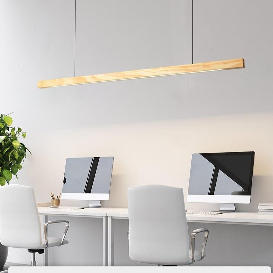 SolaraWood Holz-Pendelleuchte, verstellbare Länge, Kiefer oder Walnuss, integrierte LED