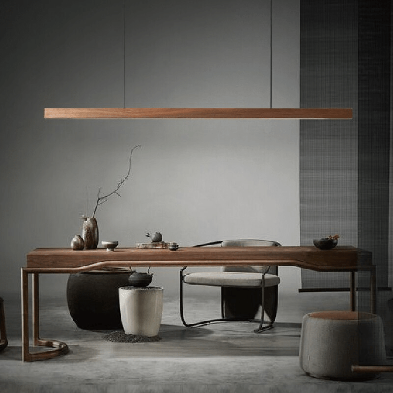 SolaraWood Holz-Pendelleuchte, verstellbare Länge, Kiefer oder Walnuss, integrierte LED