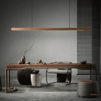 SolaraWood Holz-Pendelleuchte, verstellbare Länge, Kiefer oder Walnuss, integrierte LED