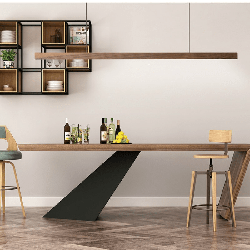 SolaraWood Holz-Pendelleuchte, verstellbare Länge, Kiefer oder Walnuss, integrierte LED