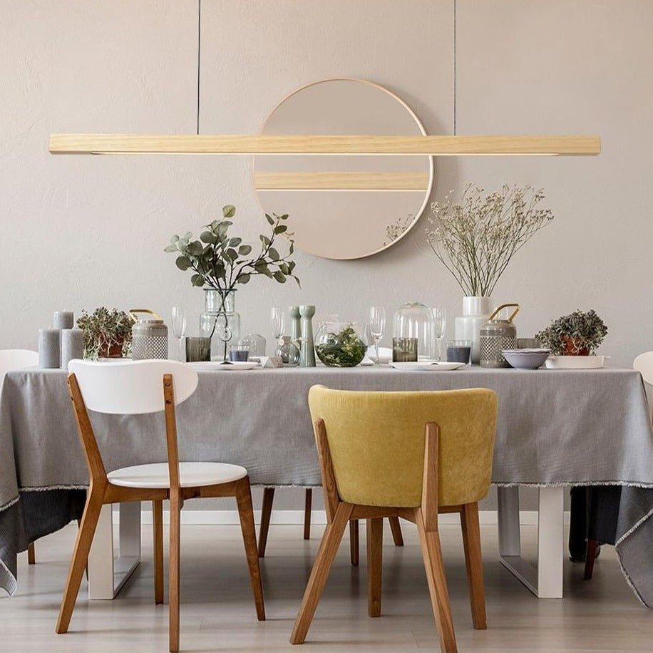 SolaraWood Holz-Pendelleuchte, verstellbare Länge, Kiefer oder Walnuss, integrierte LED
