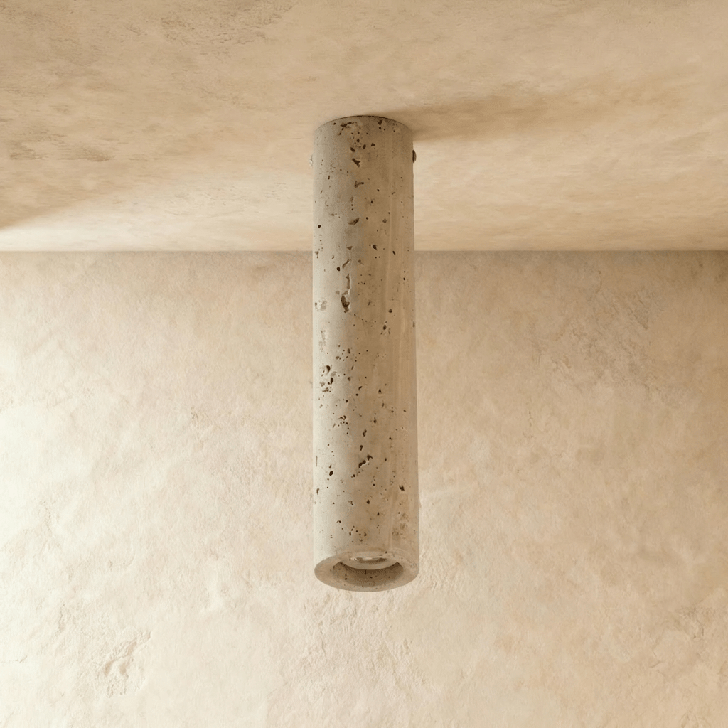 Aurora Travertine Cylinder Downlight With Soft Warm Glow