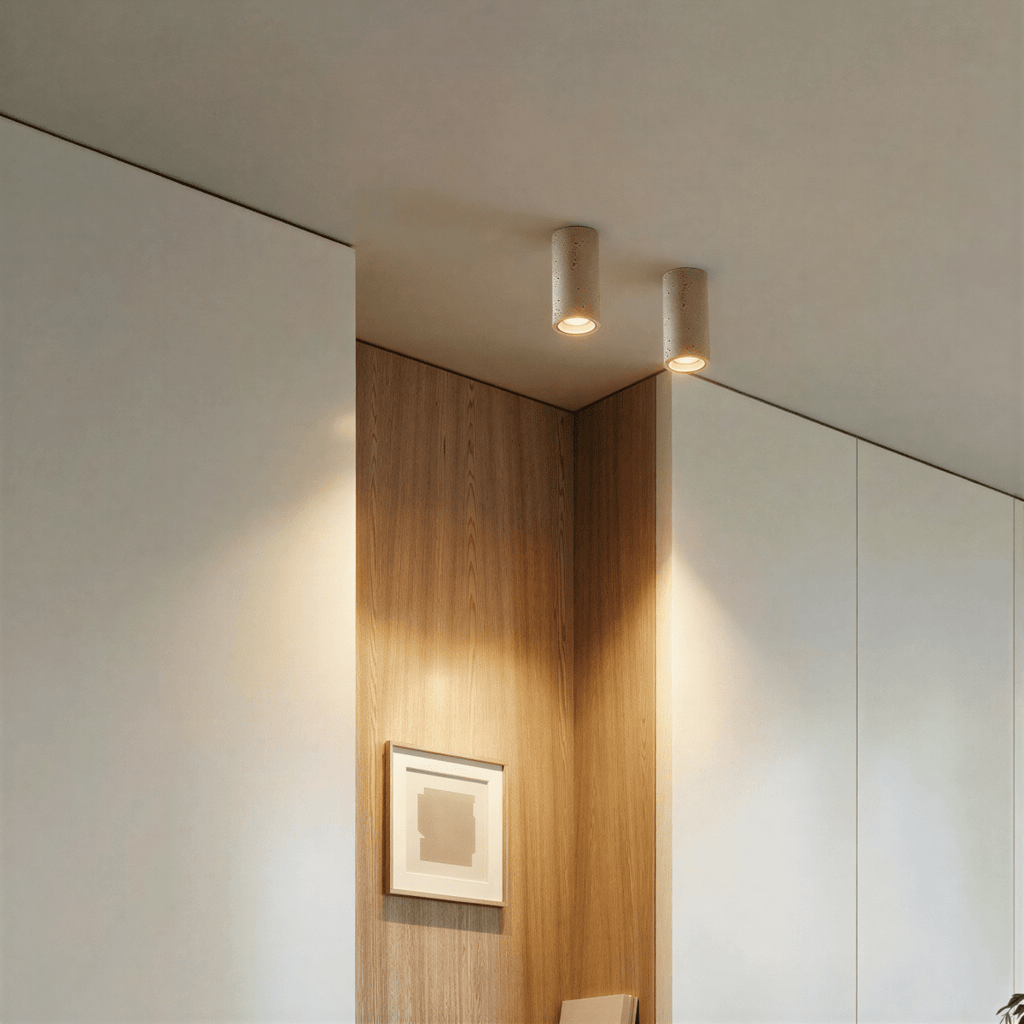 Aurora Travertine Cylinder Downlight With Soft Warm Glow