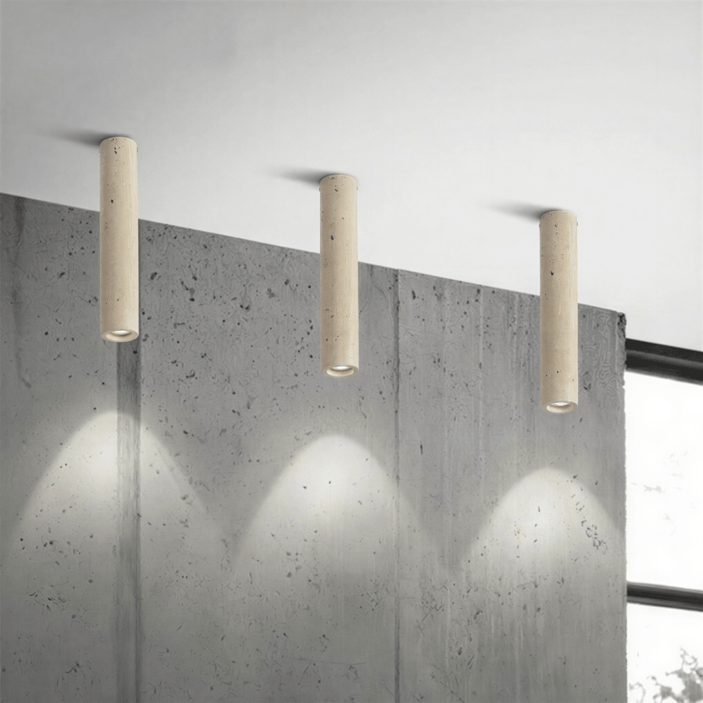 Aurora Travertine Cylinder Downlight With Soft Warm Glow