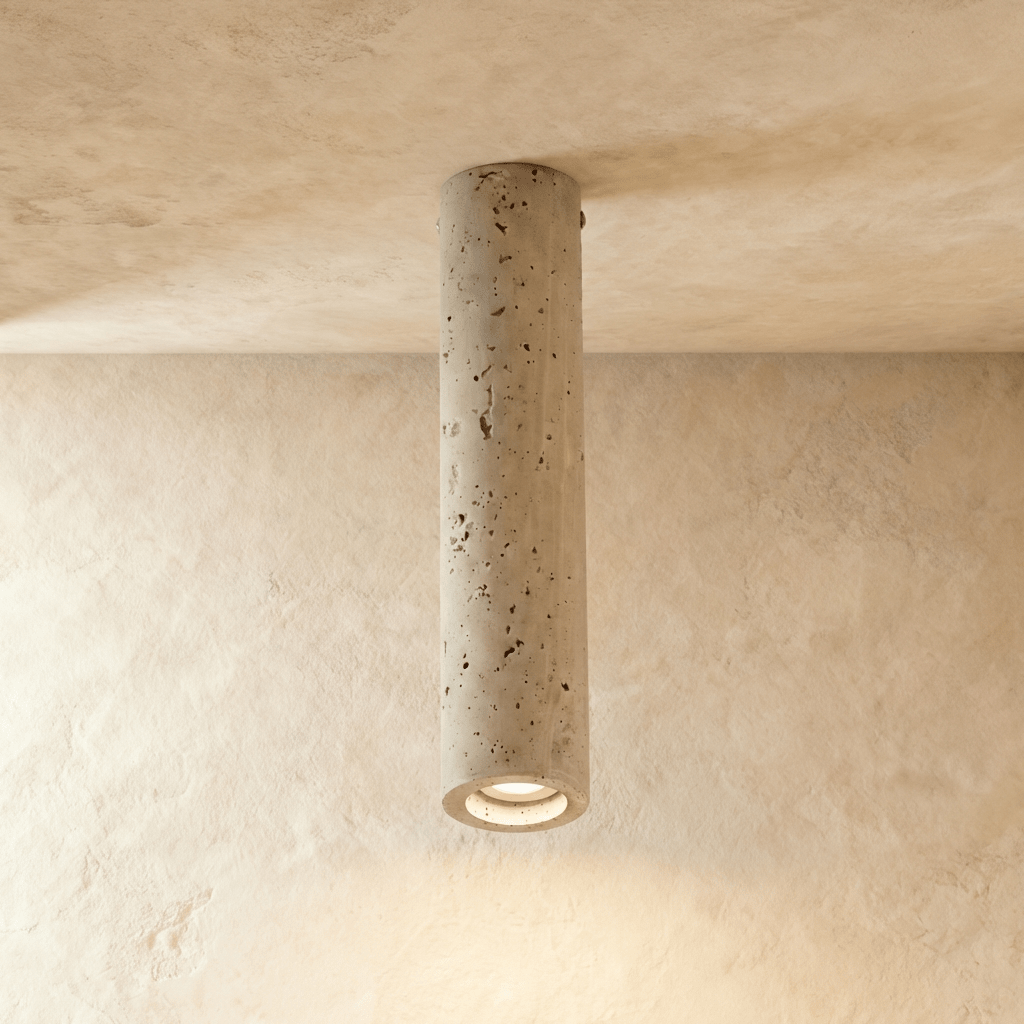 Aurora Travertine Cylinder Downlight With Soft Warm Glow