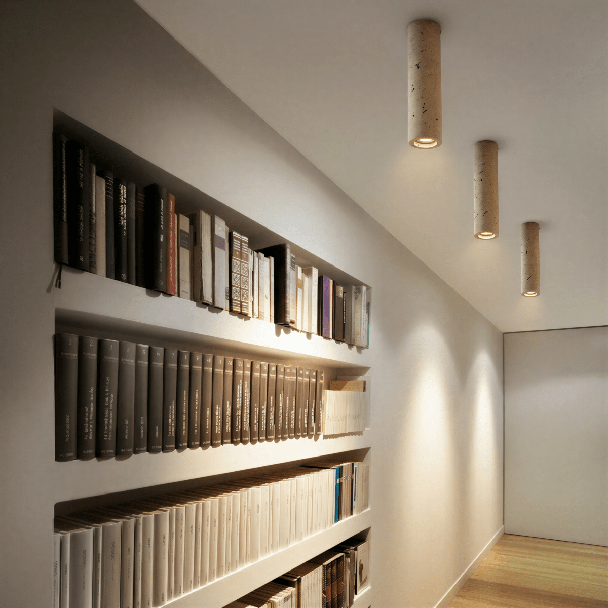 Aurora Travertine Cylinder Downlight With Soft Warm Glow