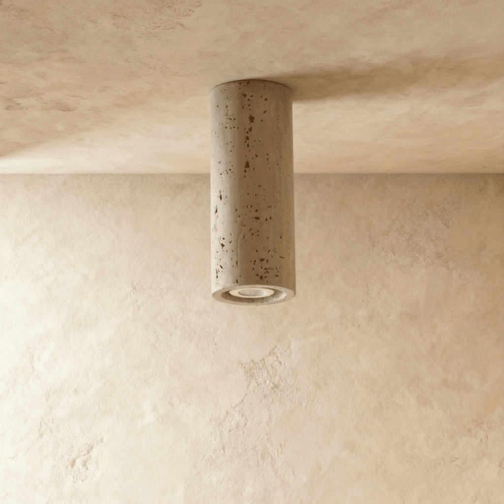 Aurora Travertine Cylinder Downlight With Soft Warm Glow