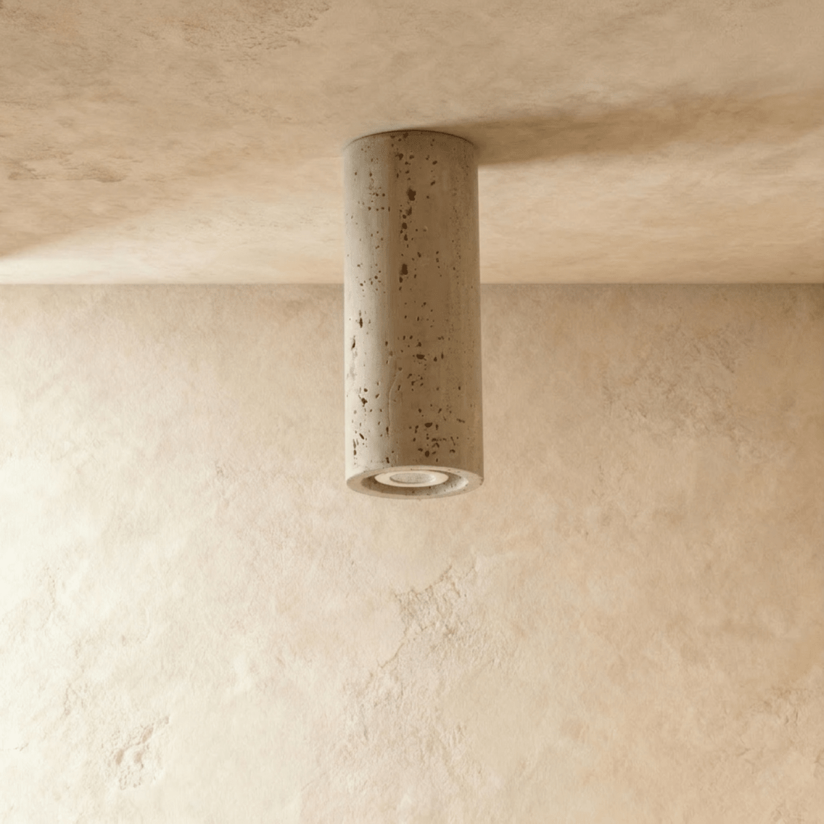 Aurora Travertine Cylinder Downlight With Soft Warm Glow