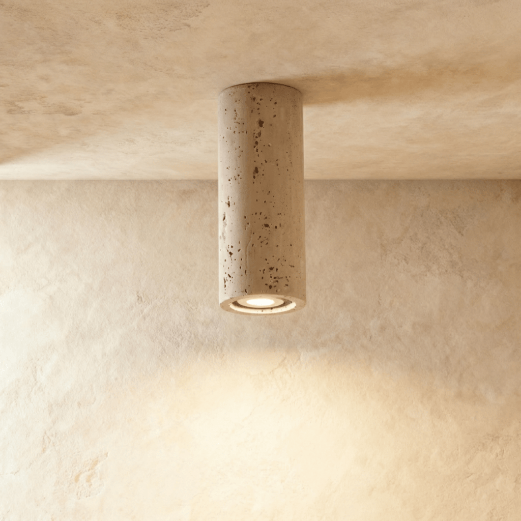 Aurora Travertine Cylinder Downlight With Soft Warm Glow